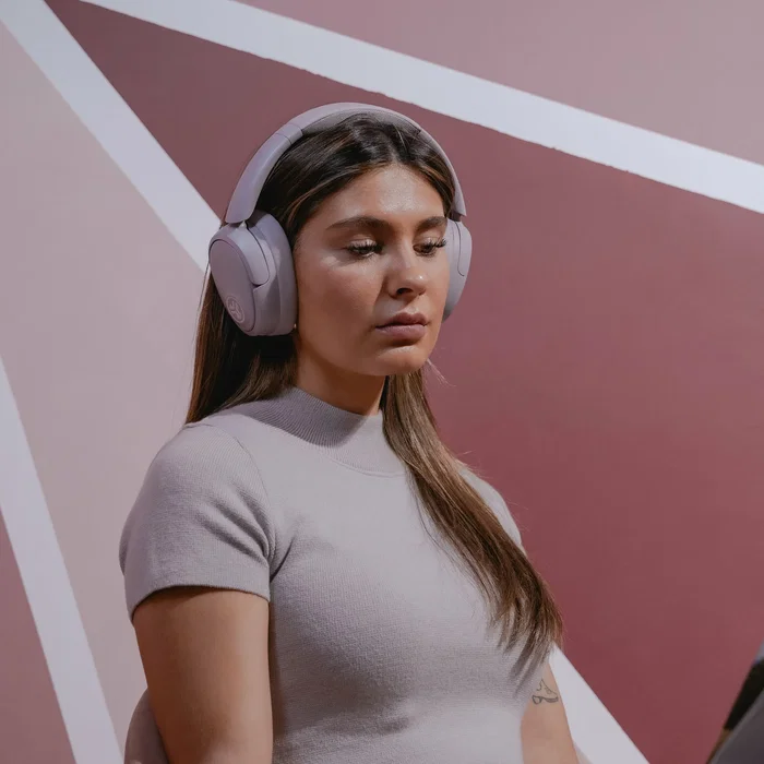 JLab JBuds Lux ANC - Auriculares Diadema Inalámbricos Bluetooth 5.3 con Cancelación Activa de Ruido, Carga USB-C, 70h Autonomía, Color Mauve - ieuhbjluxancrmve62