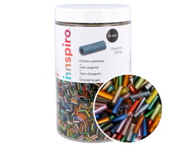 Innspiro Rocalla de vidrio cilindro plateado mezcla diam. 1,80x6mm 500gr