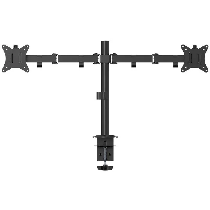 Fonestar SMM-112BA Soporte de mesa para 2 monitores (hasta 9kg cada uno, VESA 75x75/100x100) ajustable, inclinable, giratorio - Compatible con pantallas de 17 a 32 pulgadas