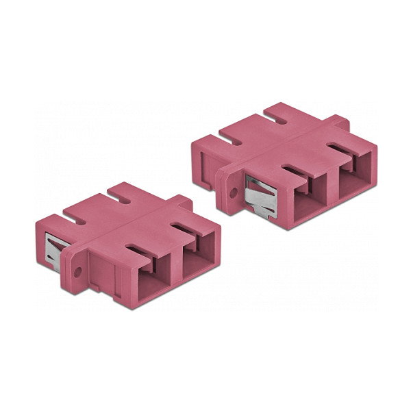 DeLOCK Acoplador de Fibra Óptica SC Duplex Hembra a Hembra Monomodo, 4 Piezas, Violeta DeLOCK Acoplador de Fibra Óptica SC Duplex Hembra a Hembra Monomodo, 4 Piezas, Violeta