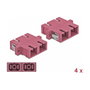 DeLOCK Acoplador de Fibra Óptica SC Duplex Hembra a Hembra Monomodo, 4 Piezas, Violeta