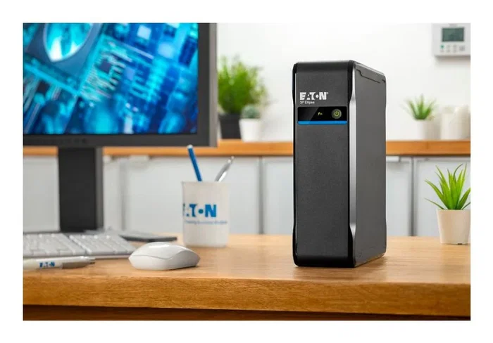 Eaton UPS 3P550D 3P Ellipse 550 DIN - Sistema de alimentación ininterrumpida, 0.55 kVA / 330W, Offline, 4 salidas AC, Torre negro