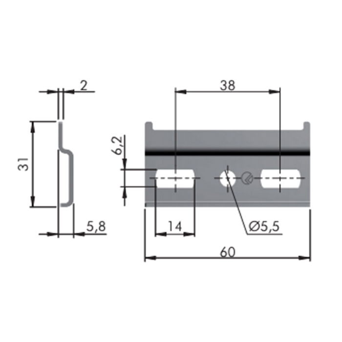 Italiana Ferramenta Placa Metal A31 Para Colgador Apc6 Largo 60