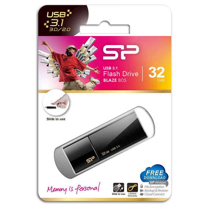 Silicon Power Blaze B05 32GB USB 3.2 Gen 1 Deslizar Negro