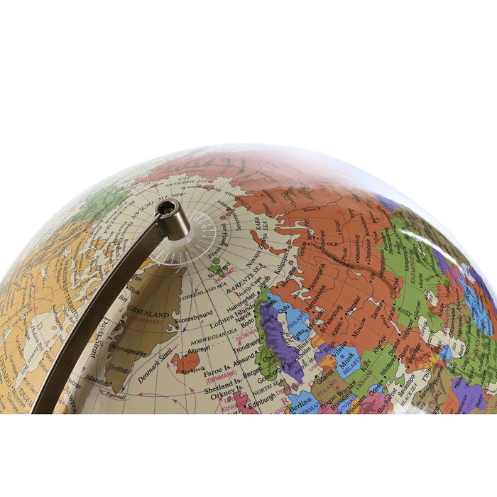 DKD Home Decor Globo Terráqueo de PVC con Luz Dorado
