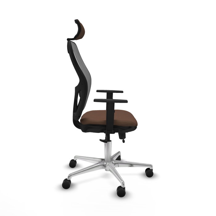 PIQUERAS Y CRESPO Silla de oficina Jorquera con mecanismo Sincro/Traslack, Tela Marrón y Malla Gris