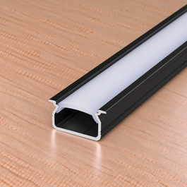 KIMERA Perfil de Aluminio SELDE Anodizado Negro con Difusor Opal y Tapones, 2,02 m