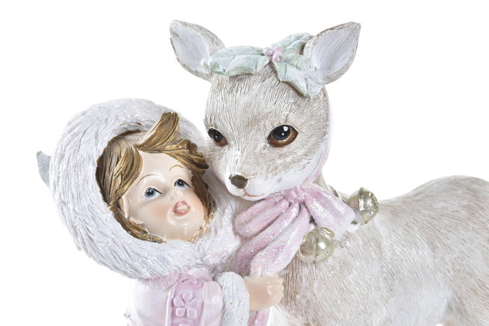 DKD Home Decor Figura de Resina Rosa y Blanco 12x6x13 cm