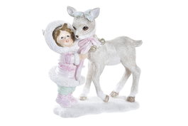 DKD Home Decor Figura de Resina Rosa y Blanco 12x6x13 cm