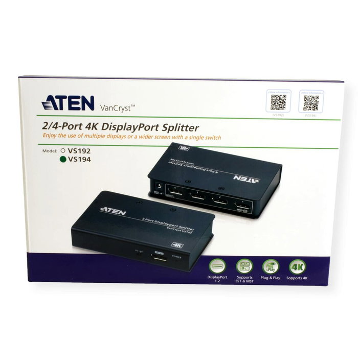 Aten VS194-AT-G Splitter DisplayPort 4K de 4 puertos