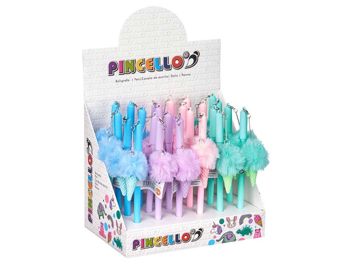 Pincello Boligrafo Pompon Helado Surtidos 4 cm x 18 cm x 3 cm (Set de 48)