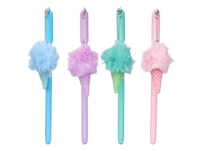 Pincello Boligrafo Pompon Helado Surtidos 4 cm x 18 cm x 3 cm (Set de 48)