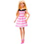 Barbie Muñeca 65 Aniversario Hth66 Mattel Vestido Rayas Rosas Blancas Lazo Negro Pendientes Perlas Tacones