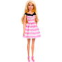 Barbie Muñeca 65 Aniversario Hth66 Mattel Vestido Rayas Rosas Blancas Lazo Negro Pendientes Perlas Tacones