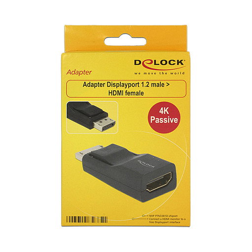 DeLOCK Adaptador DisplayPort 1.2 Macho a HDMI Hembra 4K Negro DeLOCK Adaptador DisplayPort 1.2 Macho a HDMI Hembra 4K Negro