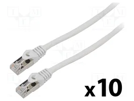 Lanberg Pack de 10 Patchcord Cat.6 F/UTP 3m Gris Fluke Passed