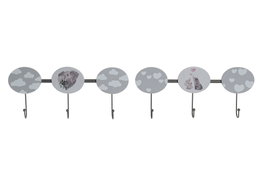 DKD Home Decor Perchero Pared Baby Gris Madera y Metal 5 x 40 x 17 cm (6 Unidades)