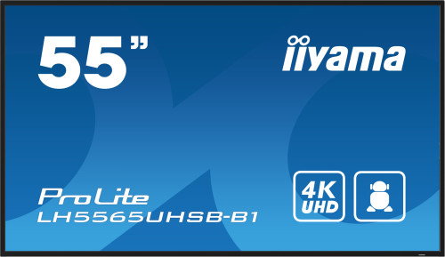 Iiyama LH5565UHSB-B1 - Monitor Digital Signage 55" 4K UHD IPS, 800 cd/m², 24/7, Android 11, 2xHDMI, DP, USB, Wi-Fi, LAN, VESA 400x400 Iiyama LH5565UHSB-B1 - Monitor Digital Signage 55" 4K UHD IPS, 800 cd/m², 24/7, Android 11, 2xHDMI, DP, USB, Wi-Fi, LAN, VESA 400x400