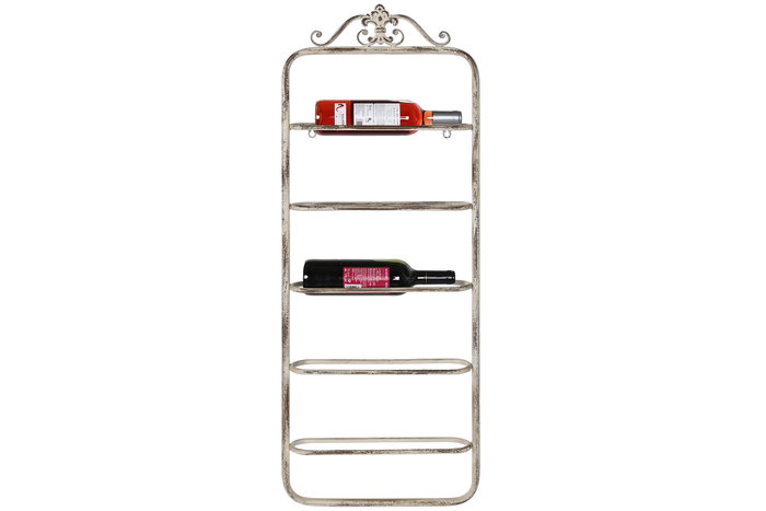 DKD Home Decor Botellero Romantico Blanco Metal 5 Estanterias 9.5 x 102.5 x 39 cm