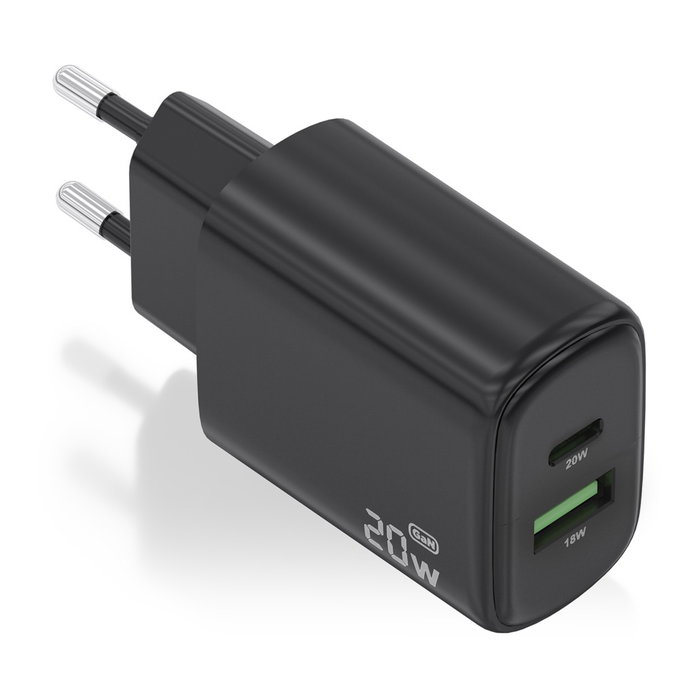 AISENS - CARGADOR GaN 20W, 1xUSB-C PD3.0, 1xUSB-A QC3.0, NEGRO AISENS - CARGADOR GaN 20W, 1xUSB-C PD3.0, 1xUSB-A QC3.0, NEGRO