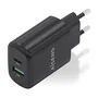 AISENS Cargador GaN 20W con USB-C PD3.0 y USB-A QC3.0, Negro