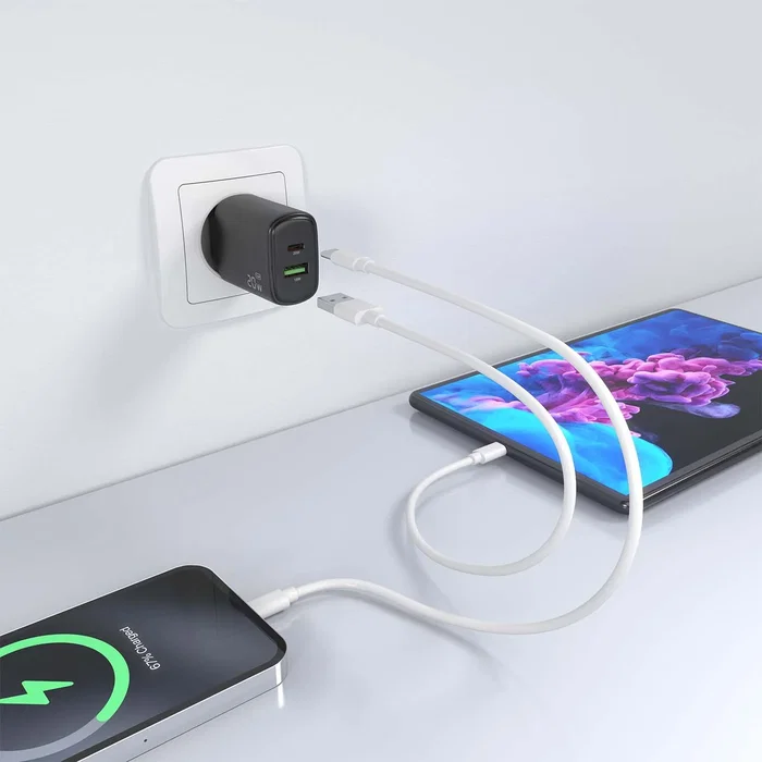 AISENS Cargador GaN 20W con USB-C PD3.0 y USB-A QC3.0, Negro AISENS Cargador GaN 20W con USB-C PD3.0 y USB-A QC3.0, Negro