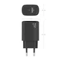AISENS Cargador GaN 20W con USB-C PD3.0 y USB-A QC3.0, Negro