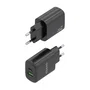 AISENS Cargador GaN 20W con USB-C PD3.0 y USB-A QC3.0, Negro