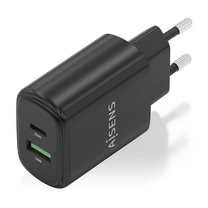 Aisens Cargador GaN 20W con USB-C PD 3.0 y USB-A QC 3.0 - Negro Aisens Cargador GaN 20W con USB-C PD 3.0 y USB-A QC 3.0 - Negro