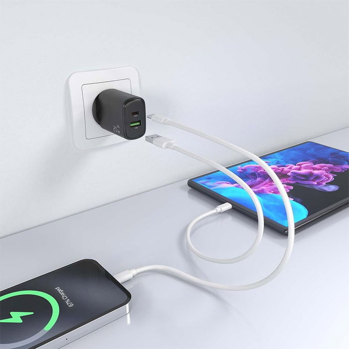 Aisens Cargador GaN 20W con USB-C PD 3.0 y USB-A QC 3.0 - Negro Aisens Cargador GaN 20W con USB-C PD 3.0 y USB-A QC 3.0 - Negro