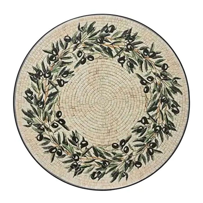Outdoor Living By Decoris Mesa Atenas Plegable de Acero para Exterior e Interior con Diseño de Mosaico de Olivas, Negro, Ø58 x 75 cm