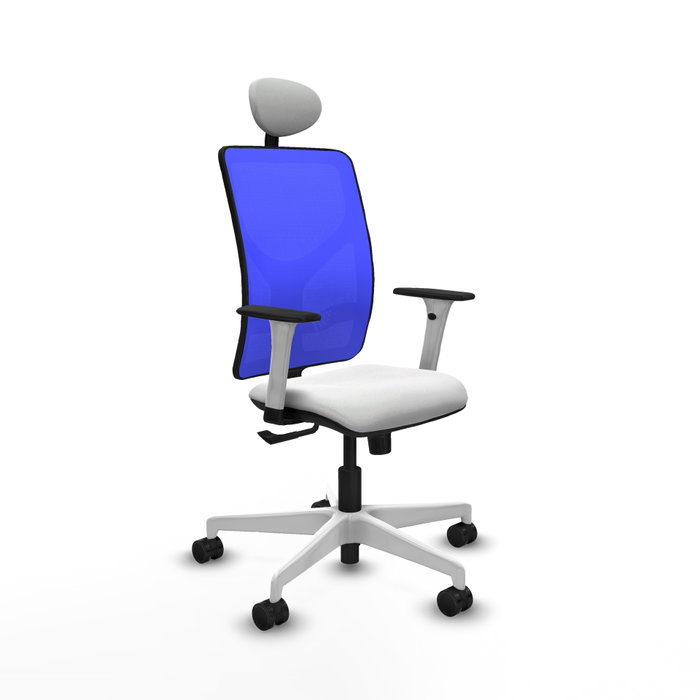 PIQUERAS Y CRESPO Silla de oficina Motilla con mecanismo Sincro, Blanco y Azul PIQUERAS Y CRESPO Silla de oficina Motilla con mecanismo Sincro, Blanco y Azul