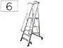 KTL Escalera móvil aluminio plataforma y guardacuerpos plegable 6 peldaños serie 2XL-S, soporta 150 kg, altura hasta plataforma 140 cm