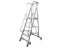 KTL Escalera móvil aluminio plataforma y guardacuerpos plegable 6 peldaños serie 2XL-S, soporta 150 kg, altura hasta plataforma 140 cm
