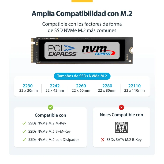 StarTech.com 1USB3-NVME-DOCK Dock adaptador USB-C/USB-A a M.2 NVMe Negro