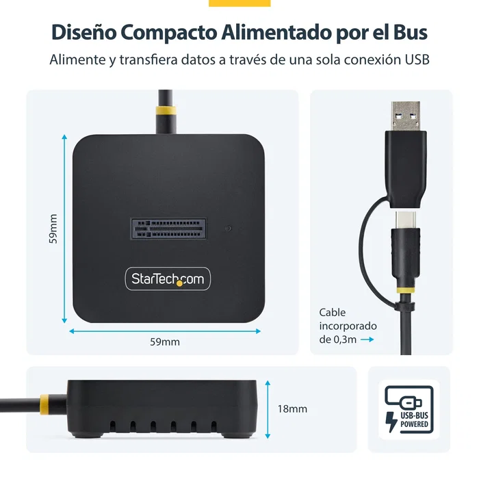 StarTech.com 1USB3-NVME-DOCK Dock adaptador USB-C/USB-A a M.2 NVMe Negro