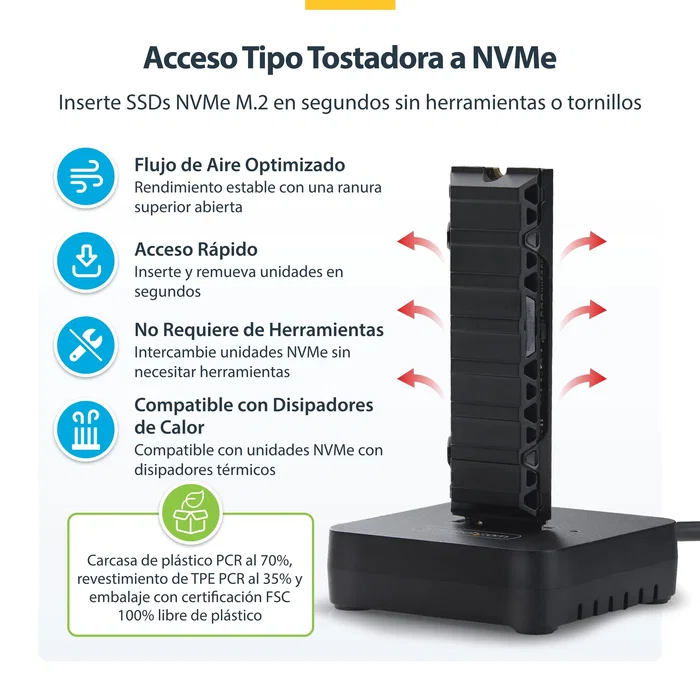 StarTech.com 1USB3-NVME-DOCK Dock adaptador USB-C/USB-A a M.2 NVMe Negro