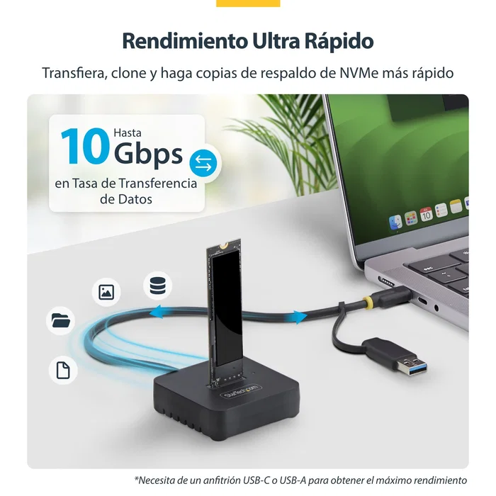 StarTech.com 1USB3-NVME-DOCK Dock adaptador USB-C/USB-A a M.2 NVMe Negro