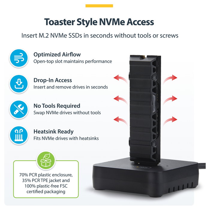 StarTech.com 1USB3-NVME-DOCK Dock adaptador USB-C/USB-A a M.2 NVMe Negro