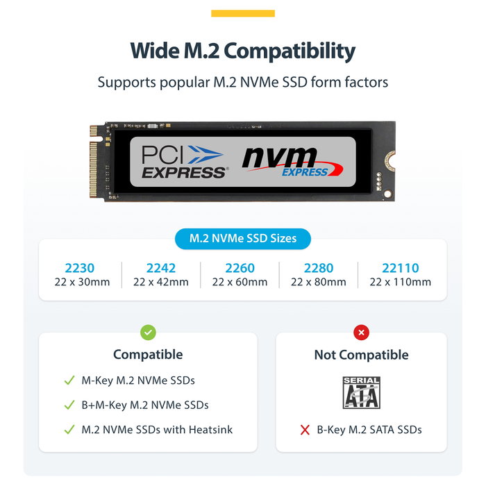 StarTech.com 1USB3-NVME-DOCK Dock adaptador USB-C/USB-A a M.2 NVMe Negro