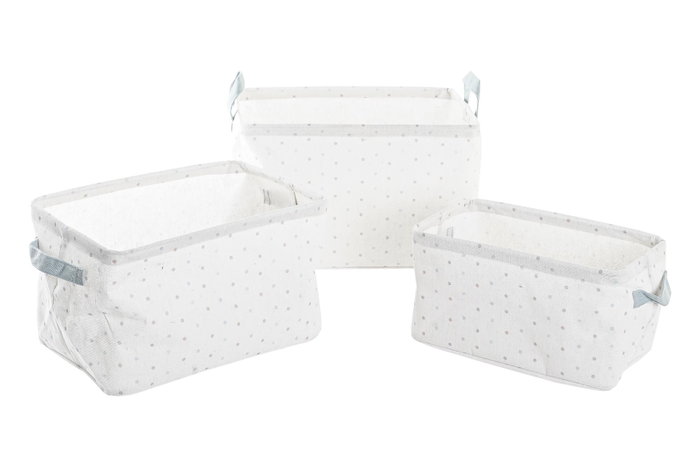DKD Home Decor Set de 3 Cestas Algodón y Poliéster 35x25x22 cm