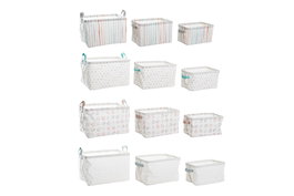 DKD Home Decor Set de 3 Cestas Algodón y Poliéster 35x25x22 cm