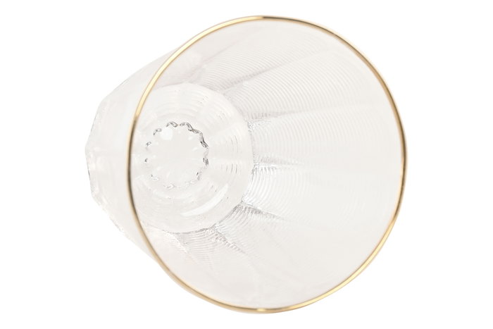 DKD Home Decor Vaso Glam de Cristal Transparente y Dorado, 350 ml, Set de 6 Piezas, Dimensiones 9 x 9 x 10.5 cm