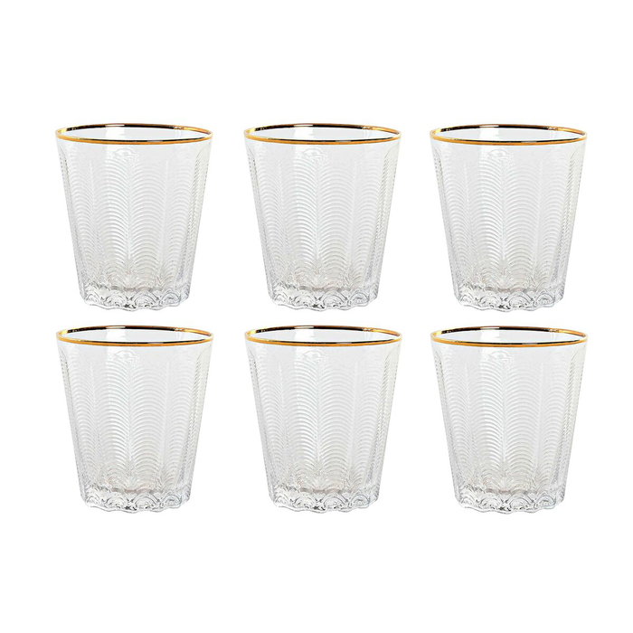 DKD Home Decor Set de 6 Vasos de Cristal con Relieve 350ml