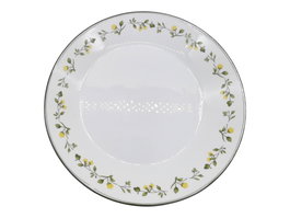 DKD Home Decor Set de 6 Platos de Vidrio Opal Floral Simil Porcelana Verde y Amarillo
