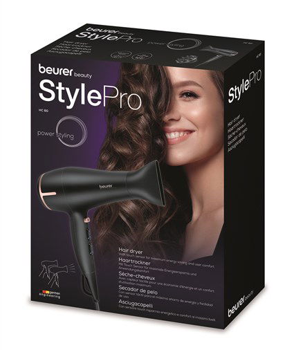 Beurer HC-60 Secador de Pelo 1.400 W con Tecnología ECO, Iónica y Sensor Táctil para Ahorro de Energía y Pelo Brillante