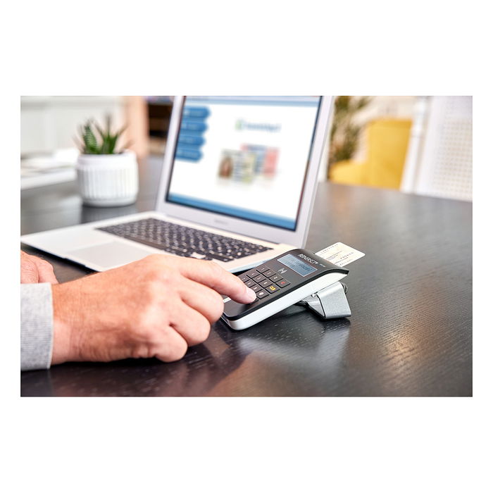 ReinerSCT cyberJack RFID komfort - Lector de tarjetas con interfaz USB 2.0, color negro, certificaciones TUV y BSI, rango de temperatura 0 - 50 °C