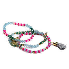 Inca Pulsera triple de bolitas de colores con abalorios para niños