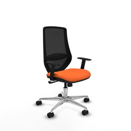 PIQUERAS Y CRESPO Silla de oficina Mardos con mecanismo Sincro, Tela Naranja y Malla Negro