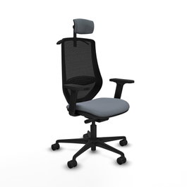 PIQUERAS Y CRESPO Silla de oficina Mardos con mecanismo Sincro/Traslack, Gris y Negro